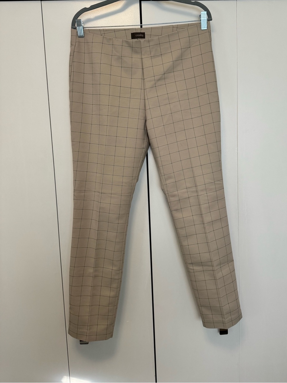Crosby by Reitmans Windowpane Plaid Pull On Stretch Ankle Pants Size 10
